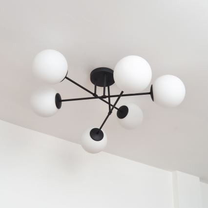 Kiinteä kattokruunu MOON 6xE27/15W/230V musta