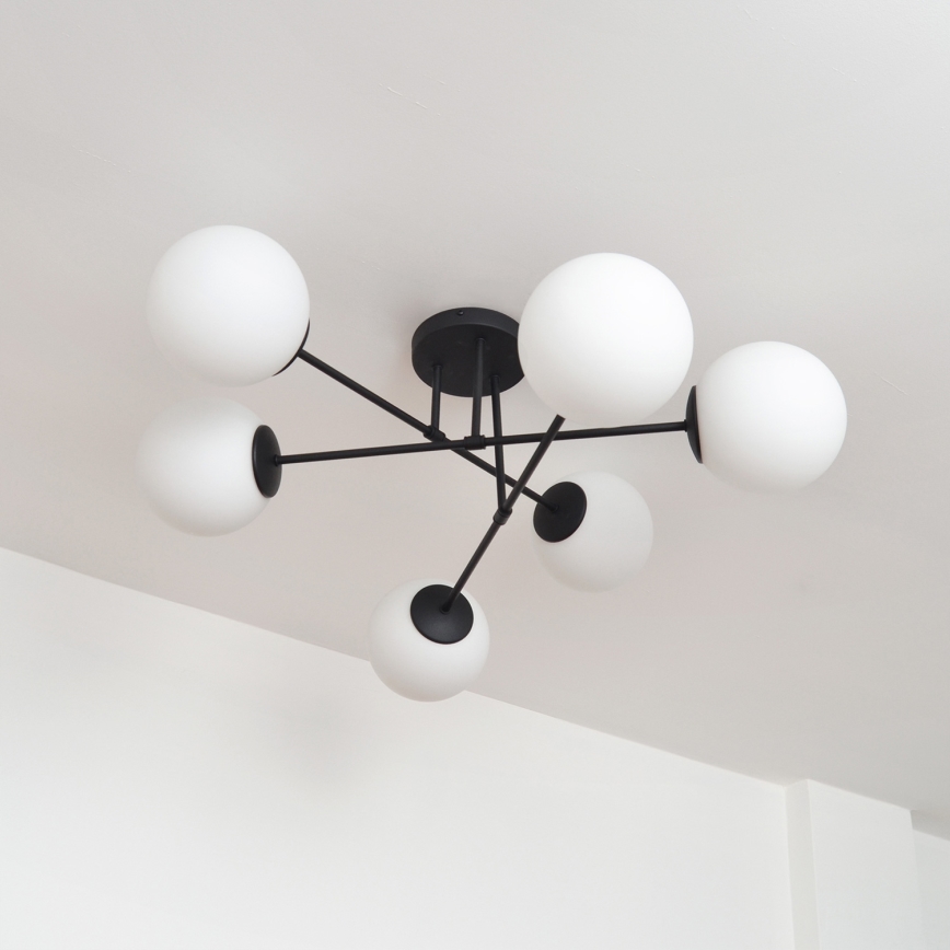 Kiinteä kattokruunu MOON 6xE27/15W/230V musta