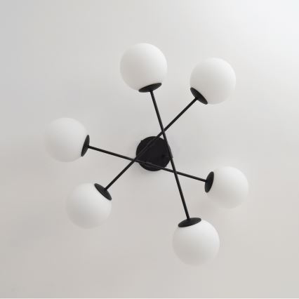 Kiinteä kattokruunu MOON 6xE27/15W/230V musta