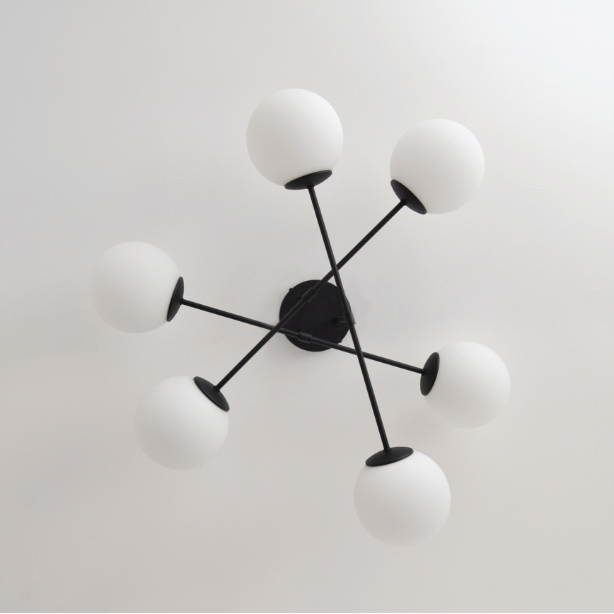 Kiinteä kattokruunu MOON 6xE27/15W/230V musta