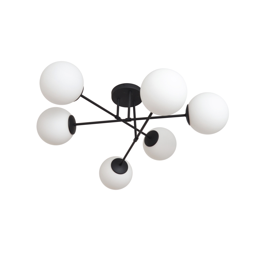 Kiinteä kattokruunu MOON 6xE27/15W/230V musta