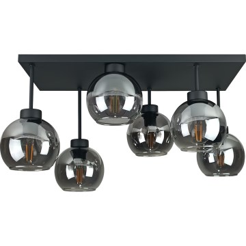Kiinteä kattokruunu NESSA 6xE27/60W/230V musta/savuinen musta