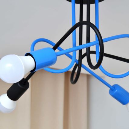 Kiinteä kattokruunu OXFORD 4xE27/15W/230V musta/sininen