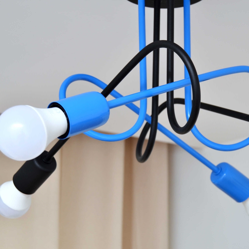 Kiinteä kattokruunu OXFORD 4xE27/15W/230V musta/sininen