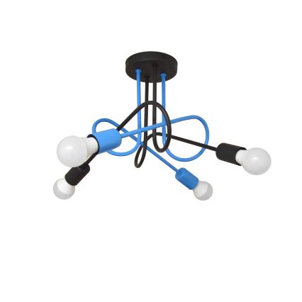 Kiinteä kattokruunu OXFORD 4xE27/15W/230V musta/sininen