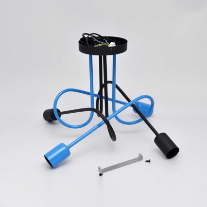 Kiinteä kattokruunu OXFORD 4xE27/15W/230V musta/sininen