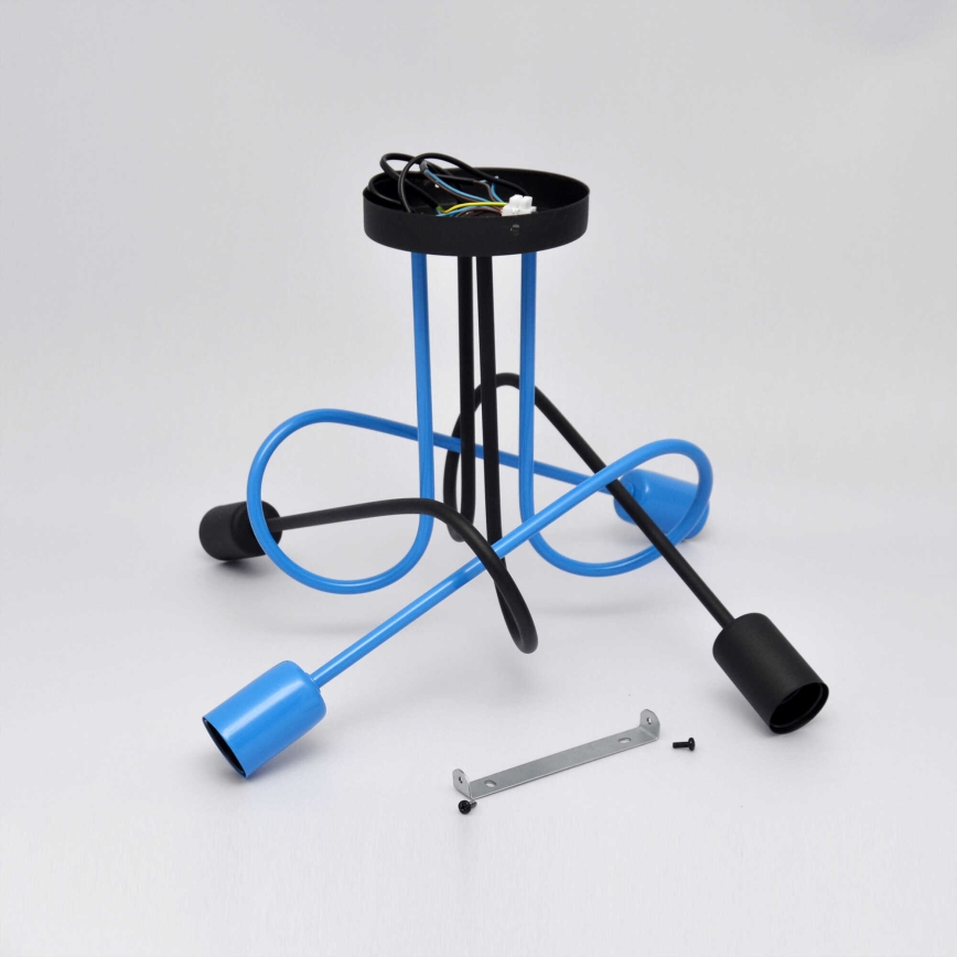 Kiinteä kattokruunu OXFORD 4xE27/15W/230V musta/sininen