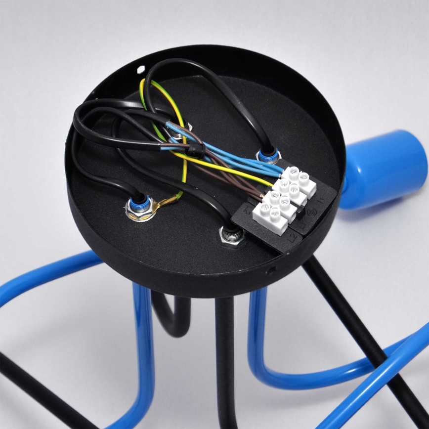 Kiinteä kattokruunu OXFORD 4xE27/15W/230V musta/sininen