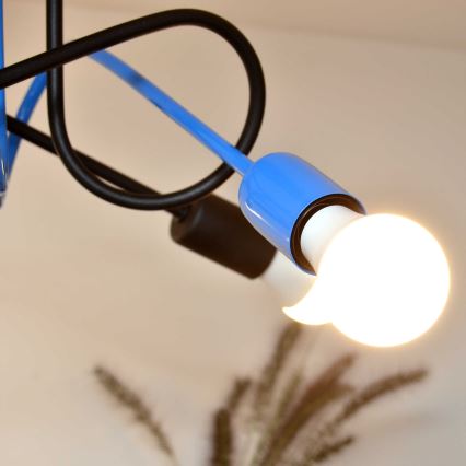 Kiinteä kattokruunu OXFORD 4xE27/15W/230V musta/sininen