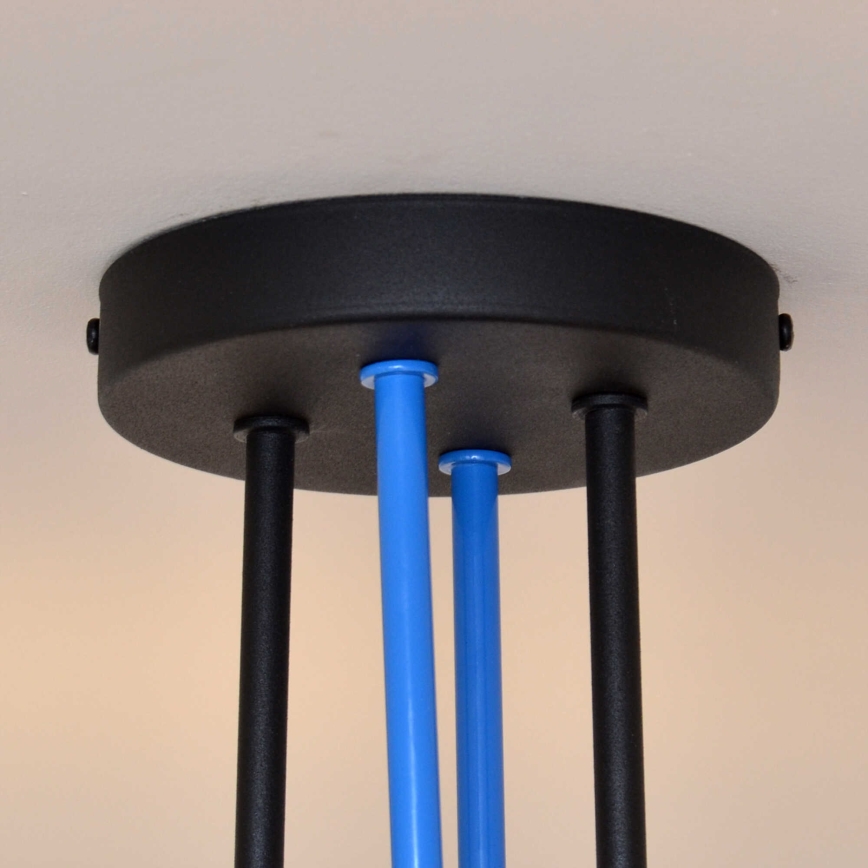 Kiinteä kattokruunu OXFORD 4xE27/15W/230V musta/sininen