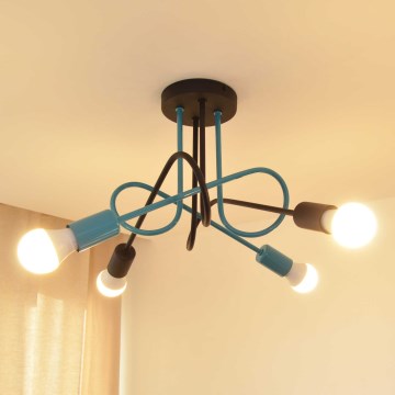 Kiinteä kattokruunu OXFORD 4xE27/15W/230V musta/turkoosi