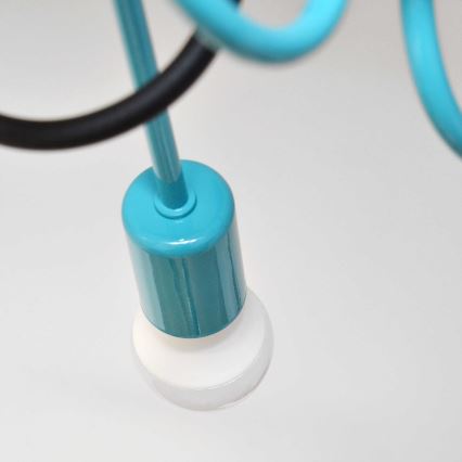 Kiinteä kattokruunu OXFORD 4xE27/15W/230V musta/turkoosi