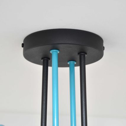 Kiinteä kattokruunu OXFORD 4xE27/15W/230V musta/turkoosi