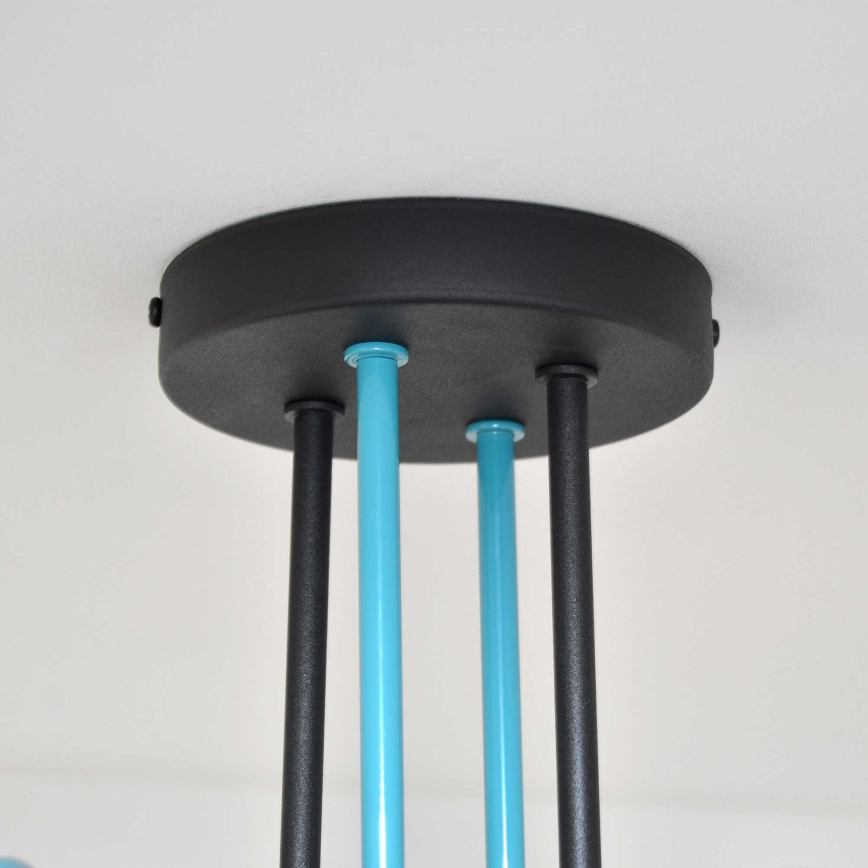 Kiinteä kattokruunu OXFORD 4xE27/15W/230V musta/turkoosi