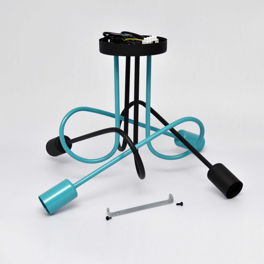 Kiinteä kattokruunu OXFORD 4xE27/15W/230V musta/turkoosi