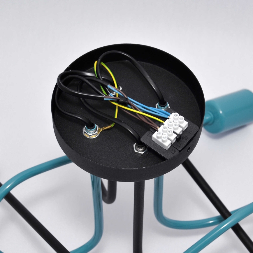 Kiinteä kattokruunu OXFORD 4xE27/15W/230V musta/turkoosi