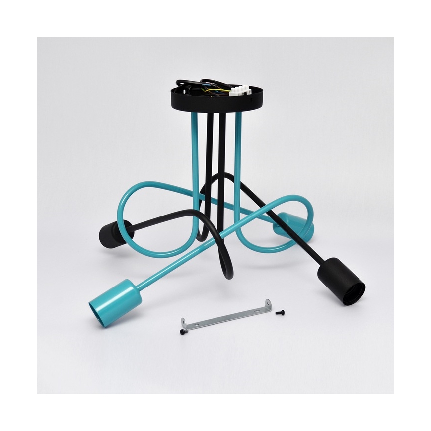 Kiinteä kattokruunu OXFORD 4xE27/15W/230V musta/turkoosi