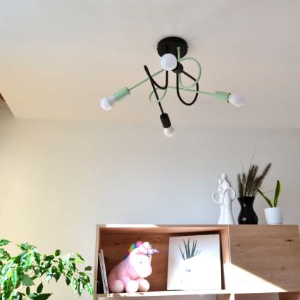 Kiinteä kattokruunu OXFORD 4xE27/15W/230V musta/vihreä