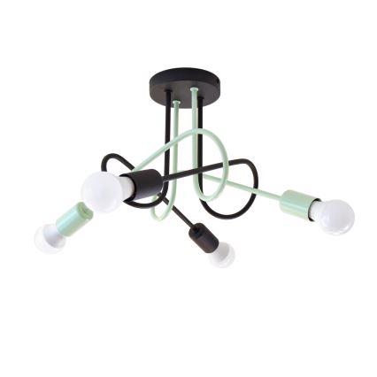 Kiinteä kattokruunu OXFORD 4xE27/15W/230V musta/vihreä