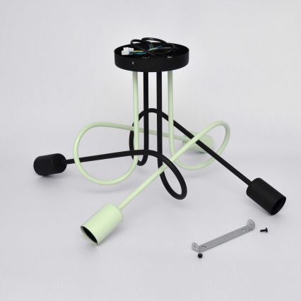 Kiinteä kattokruunu OXFORD 4xE27/15W/230V musta/vihreä