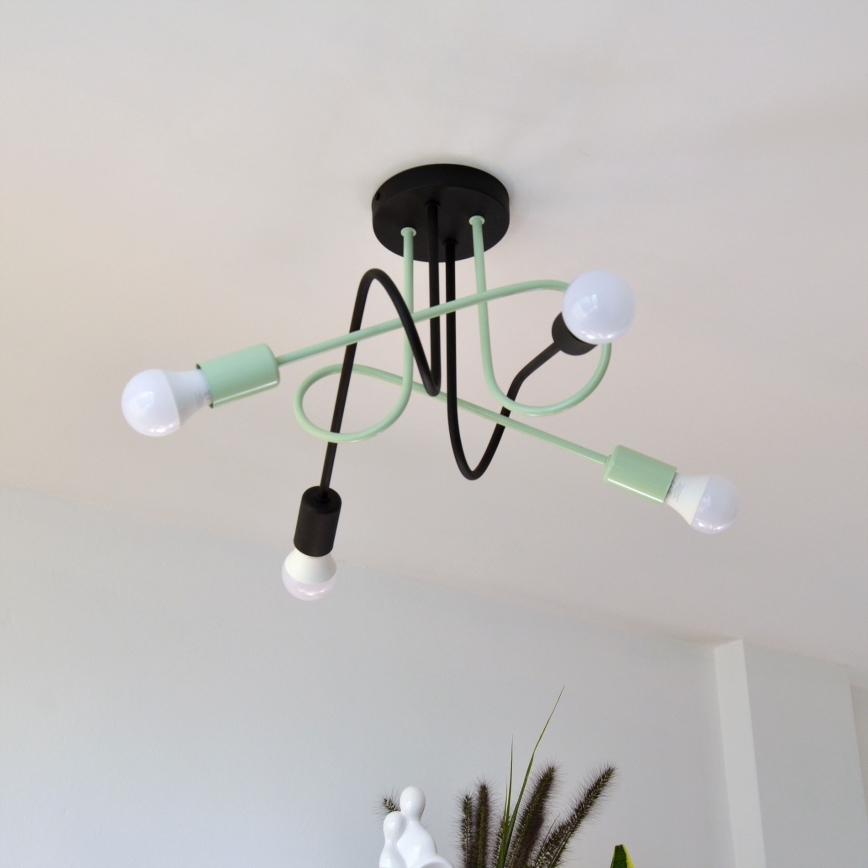 Kiinteä kattokruunu OXFORD 4xE27/15W/230V musta/vihreä