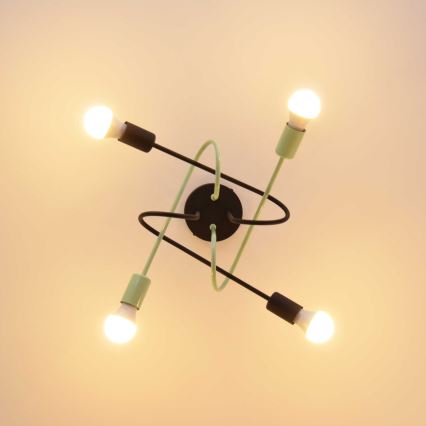 Kiinteä kattokruunu OXFORD 4xE27/15W/230V musta/vihreä