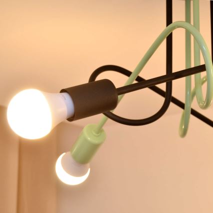 Kiinteä kattokruunu OXFORD 4xE27/15W/230V musta/vihreä