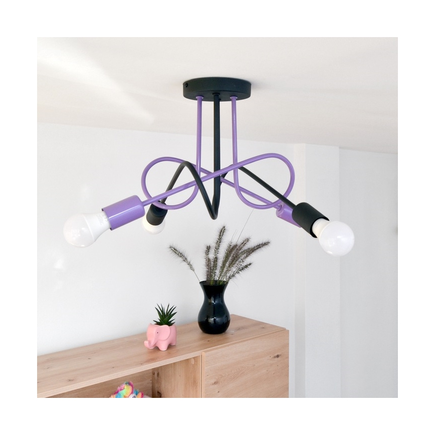 Kiinteä kattokruunu OXFORD 4xE27/15W/230V musta/violetti