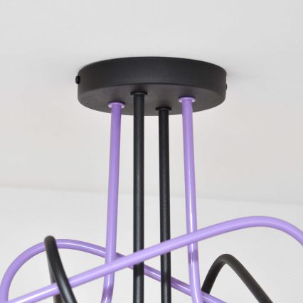 Kiinteä kattokruunu OXFORD 4xE27/15W/230V musta/violetti