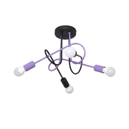 Kiinteä kattokruunu OXFORD 4xE27/15W/230V musta/violetti