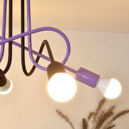 Kiinteä kattokruunu OXFORD 4xE27/15W/230V musta/violetti