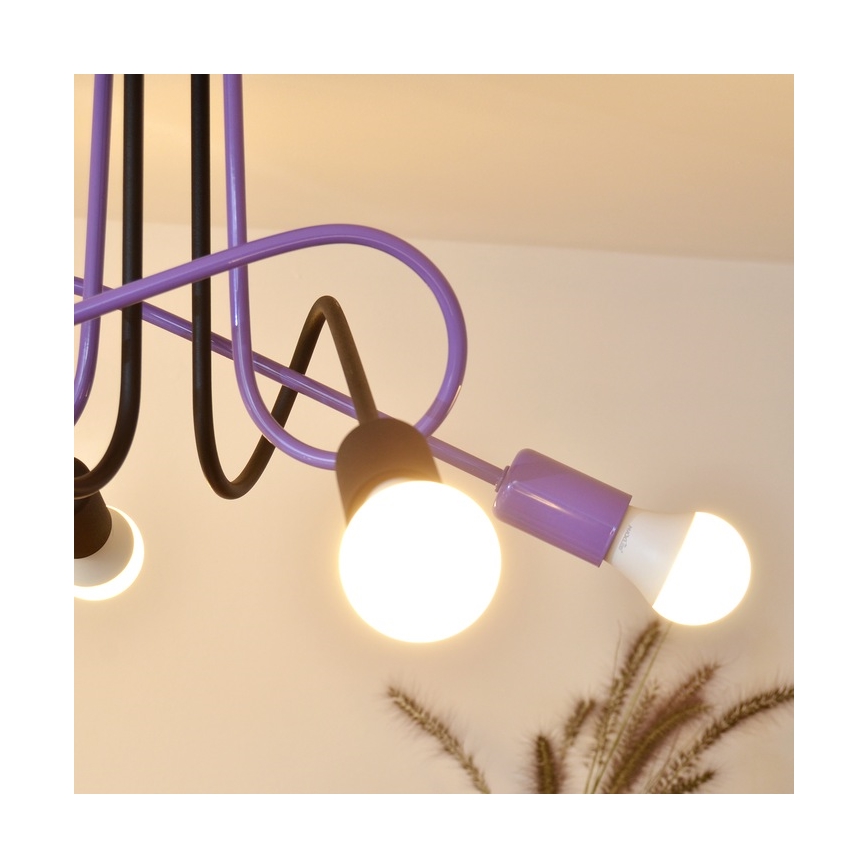 Kiinteä kattokruunu OXFORD 4xE27/15W/230V musta/violetti
