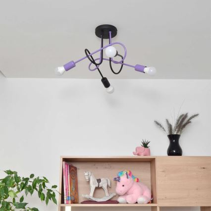 Kiinteä kattokruunu OXFORD 4xE27/15W/230V musta/violetti