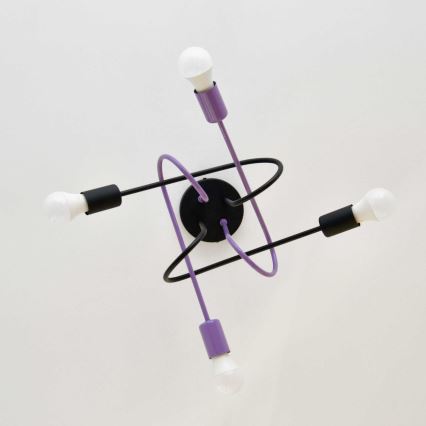 Kiinteä kattokruunu OXFORD 4xE27/15W/230V musta/violetti