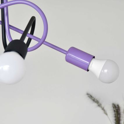 Kiinteä kattokruunu OXFORD 4xE27/15W/230V musta/violetti