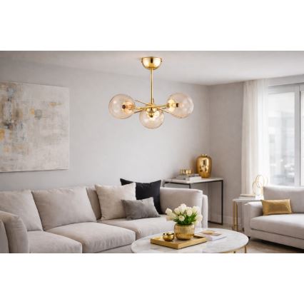 Kiinteä kattokruunu PRIMERY 5xE14/10W/230V kulta