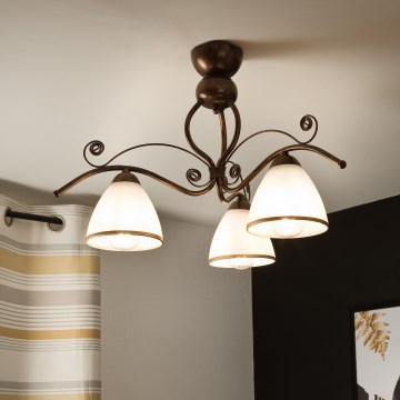 Kiinteä kattokruunu RETRO 3xE27/60W/230V pronssi patina