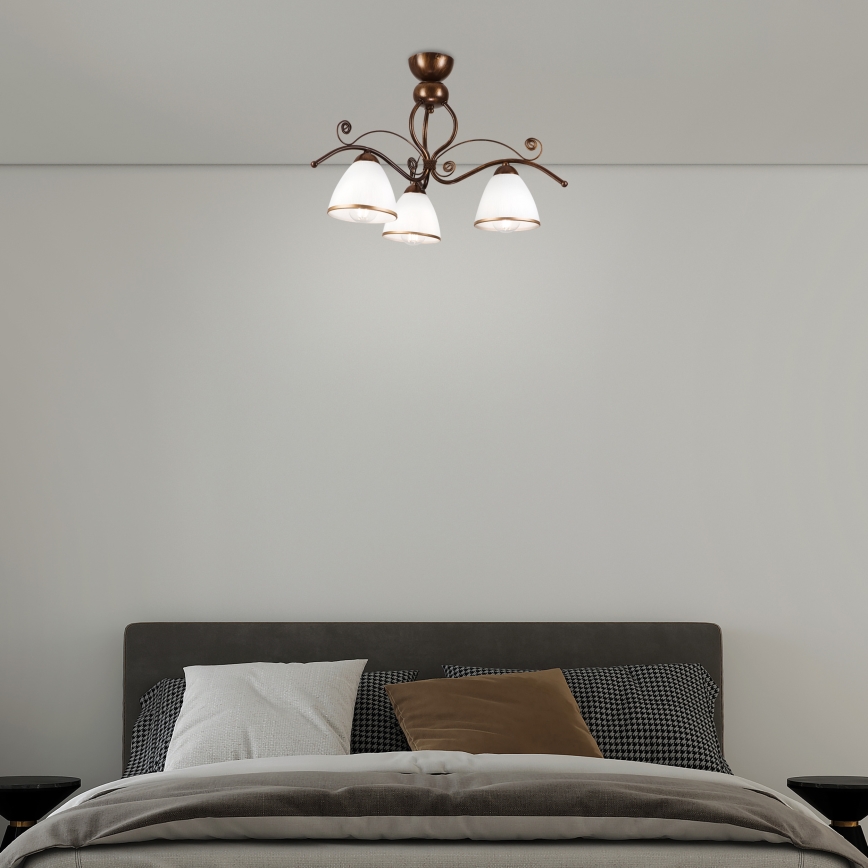 Kiinteä kattokruunu RETRO 3xE27/60W/230V pronssi patina