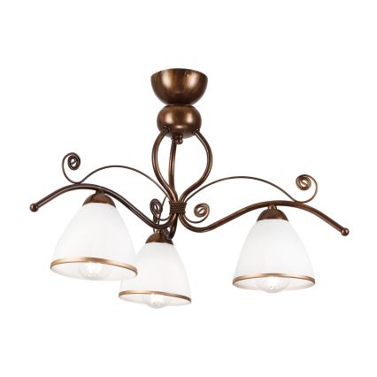 Kiinteä kattokruunu RETRO 3xE27/60W/230V pronssi patina