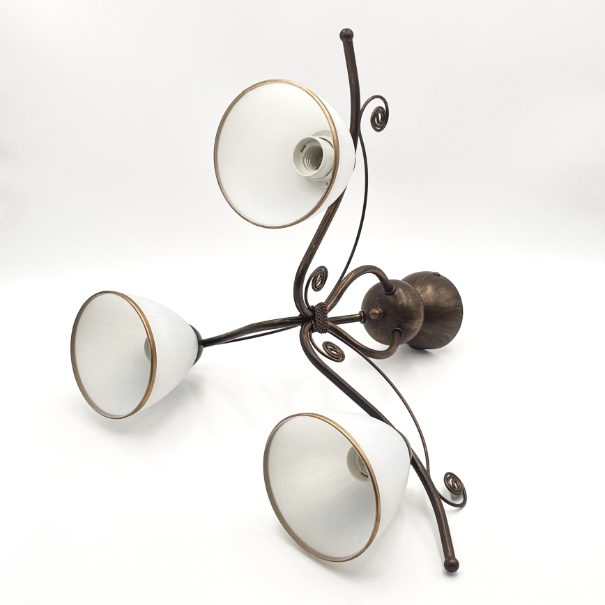 Kiinteä kattokruunu RETRO 3xE27/60W/230V pronssi patina