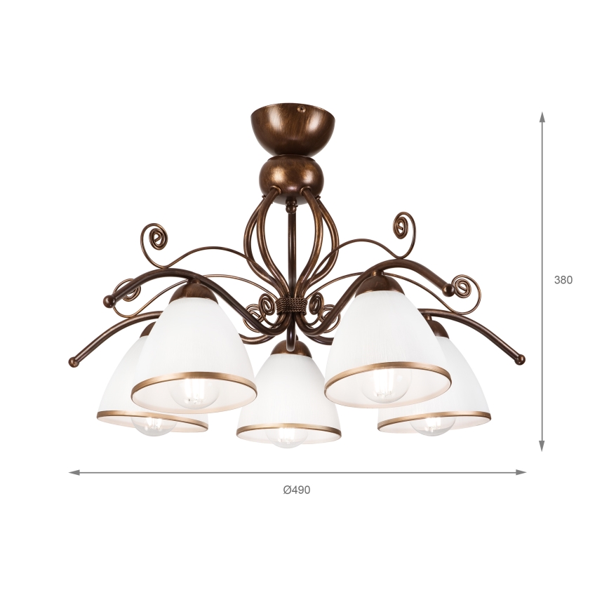 Kiinteä kattokruunu RETRO 5xE27/60W/230V pronssi patina