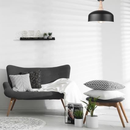 Kiinteä kattokruunu RINA 1xE27/15W/230V musta/pyökki