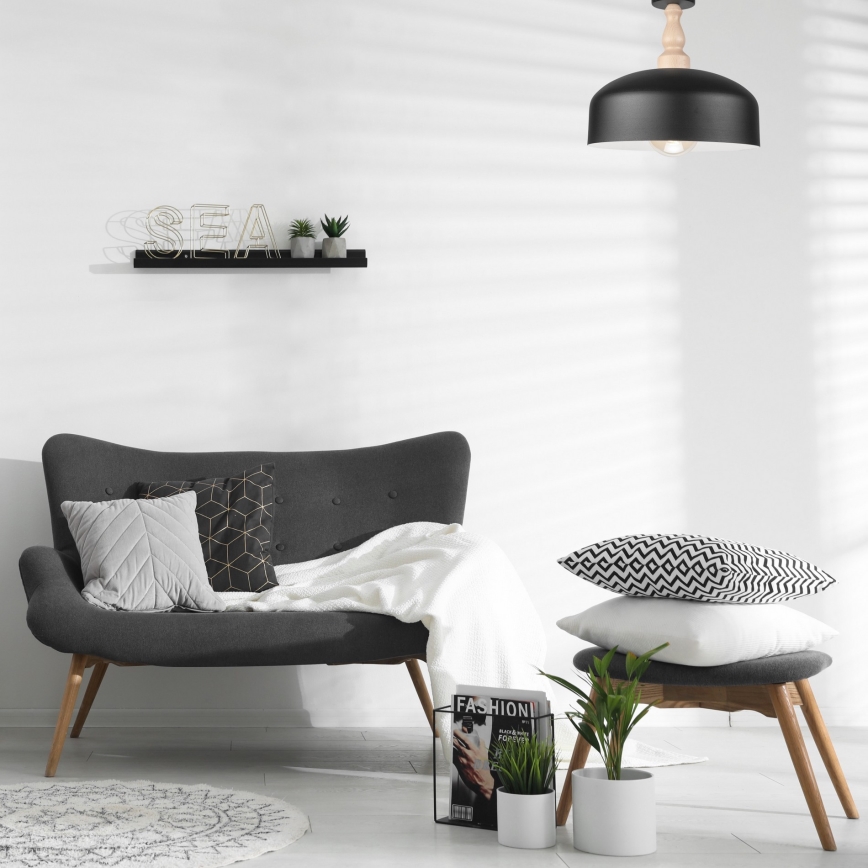 Kiinteä kattokruunu RINA 1xE27/15W/230V musta/pyökki