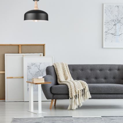 Kiinteä kattokruunu RINA 1xE27/15W/230V musta/pyökki