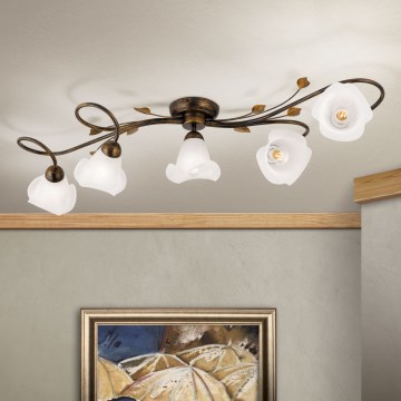 Kiinteä kattokruunu SISI 5xE14/40W/230V pronssi/patina