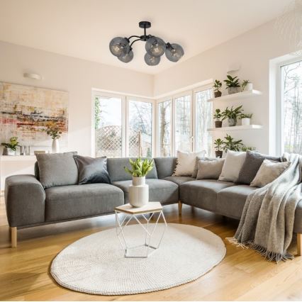 Kiinteä kattokruunu SOFIA 5xE27/60W/230V musta