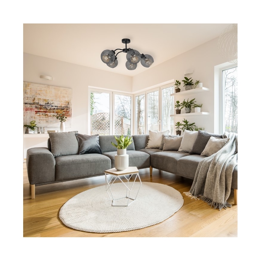 Kiinteä kattokruunu SOFIA 5xE27/60W/230V musta