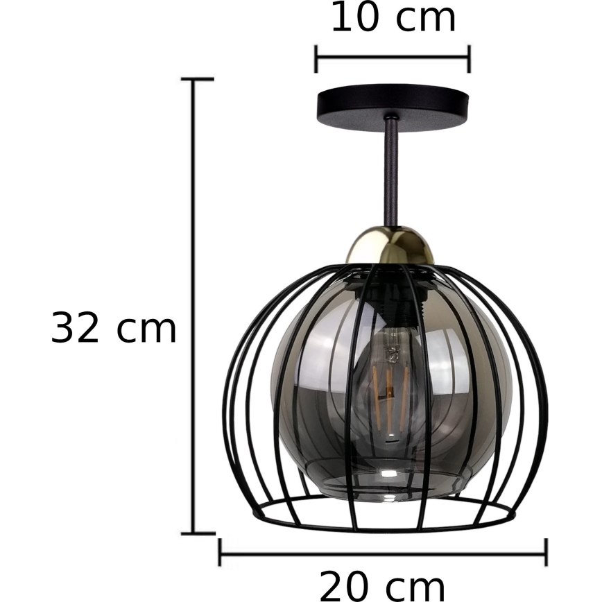 Kiinteä kattokruunu SOLO BLACK 1xE27/60W/230V musta/kultainen