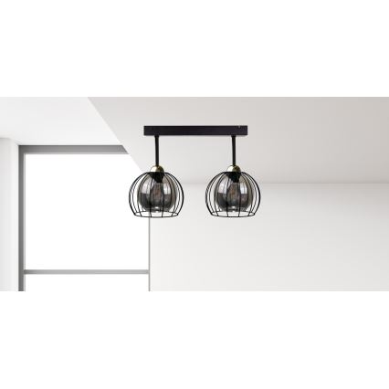 Kiinteä kattokruunu SOLO BLACK 2xE27/60W/230V musta/kultainen