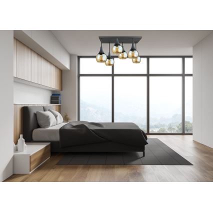 Kiinteä kattokruunu SOMA 6xE27/60W/230V musta/savuinen beige